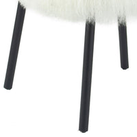 Ada 24 Inch Dining Chair, Cane Rattan Back, Fur Seat, Set of 2, Black - BM285138