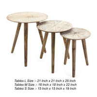 25, 22, 19 Inch 3 Piece Nesting Tables, Mango Wood, Splayed Legs, Natural - BM285152