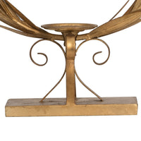 20 Inch Luxury Accent Candle Holder, Laurel Wreath, Metal Frame Gold Finish - BM285156