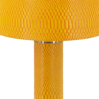 27 Inch Modern Table Lamp, Vegan Faux Leather, Iron, Bright Orange Yellow - BM285167