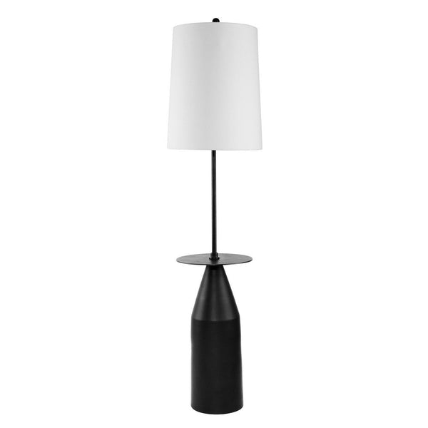 61 Inch Modern Floor Lamp, Round Drum Shade, Aluminum Frame, White, Black - BM285178