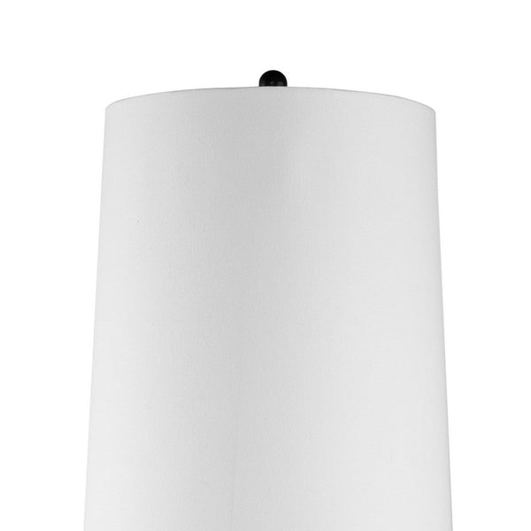 61 Inch Modern Floor Lamp, Round Drum Shade, Aluminum Frame, White, Black - BM285178