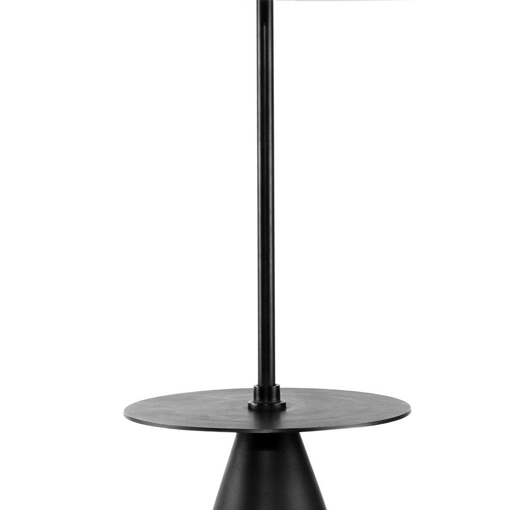 61 Inch Modern Floor Lamp, Round Drum Shade, Aluminum Frame, White, Black - BM285178