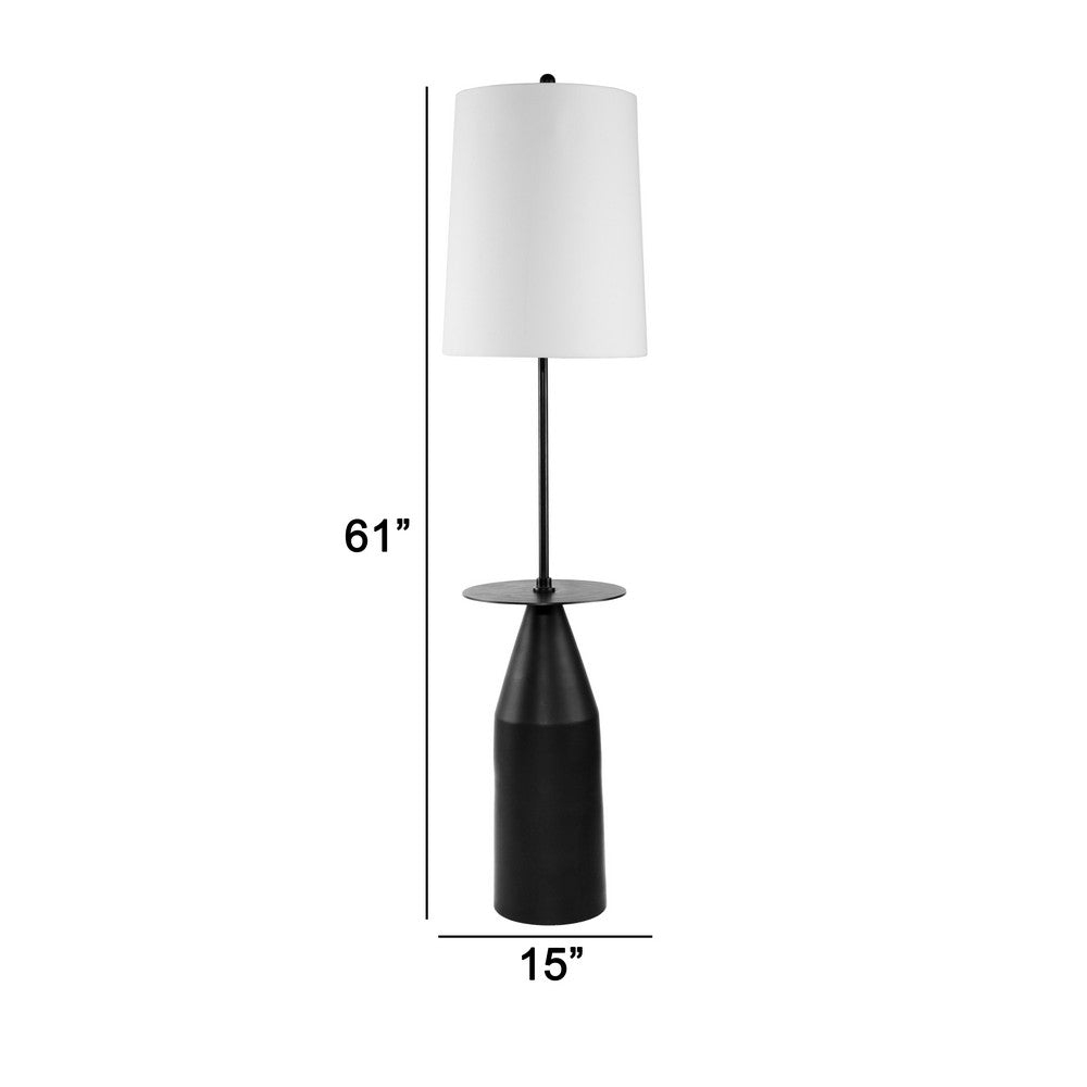 61 Inch Modern Floor Lamp, Round Drum Shade, Aluminum Frame, White, Black - BM285178