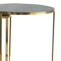 24, 22, 21 Inch Nesting Table, Gold Stainless Steel, Vegan Faux Leather Top - BM285183