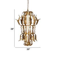 20 Inch Luxury Grade 3 Light Chandelier, Acanthus Leaf, Metal Gold Finish - BM285187