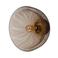14 Inch Round Wall Mounted Lamp, Iron Mesh and Hardware, Gold Finished - BM285190