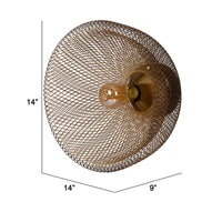 14 Inch Round Wall Mounted Lamp, Iron Mesh and Hardware, Gold Finished - BM285190