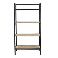 47 Inch Standing Bookshelf, Modern, 4 Tier, Fir Wood, Iron, Black, Brown - BM285196