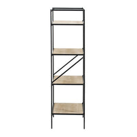 47 Inch Standing Bookshelf, Modern, 4 Tier, Fir Wood, Iron, Black, Brown - BM285196