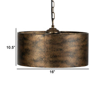 16 Inch 3 Light Chandelier, Round, Iron Frame, Rustic Brushed Bronze Finish - BM285202