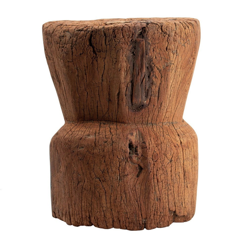 Benzara 14 Inch Stool Table, Rustic Style, Tree Log Design