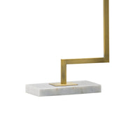 25 Inch Modern Geometric Table Lamp, Square Shade, White Marble Base, Gold - BM285255