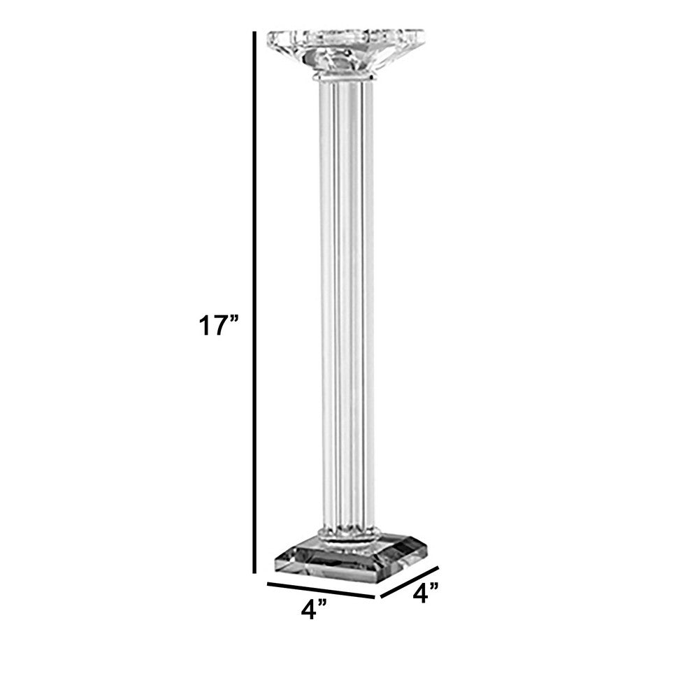 17 Inch Tall Pillar Candle Holder, Glass, Classic Clean Lined Finish, Clear - BM285267