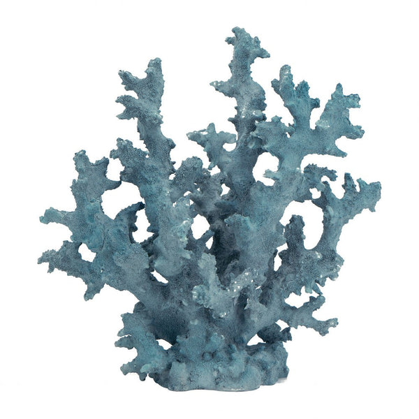 Pax 11 Inch Faux Coral Accent Decor for Tabletops, Powder Blue Polyresin - BM285276