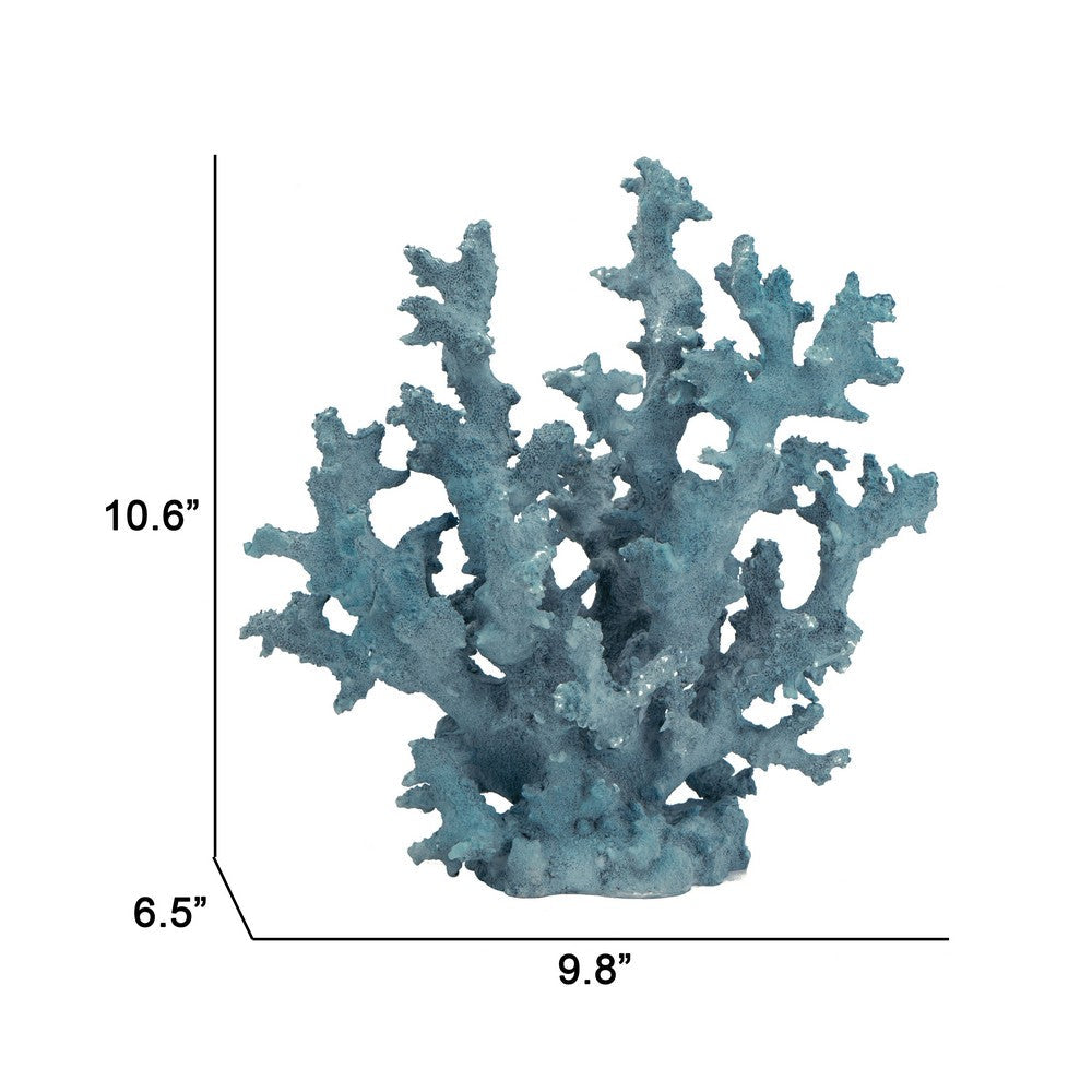 Pax 11 Inch Faux Coral Accent Decor for Tabletops, Powder Blue Polyresin - BM285276