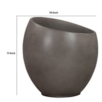 Shae 11 Inch Medium Indoor Outdoor Planter, Angled Rim, Concrete, Gray - BM285314