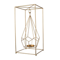 22 Inch Iron Candle Holder, Modern Geometric Accent Hanging Design, Gold - BM285353