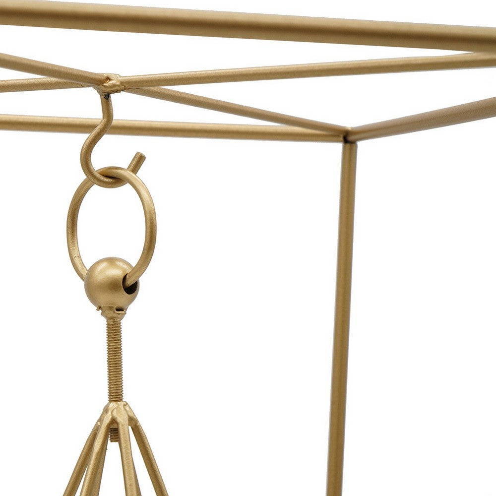 22 Inch Iron Candle Holder, Modern Geometric Accent Hanging Design, Gold - BM285353