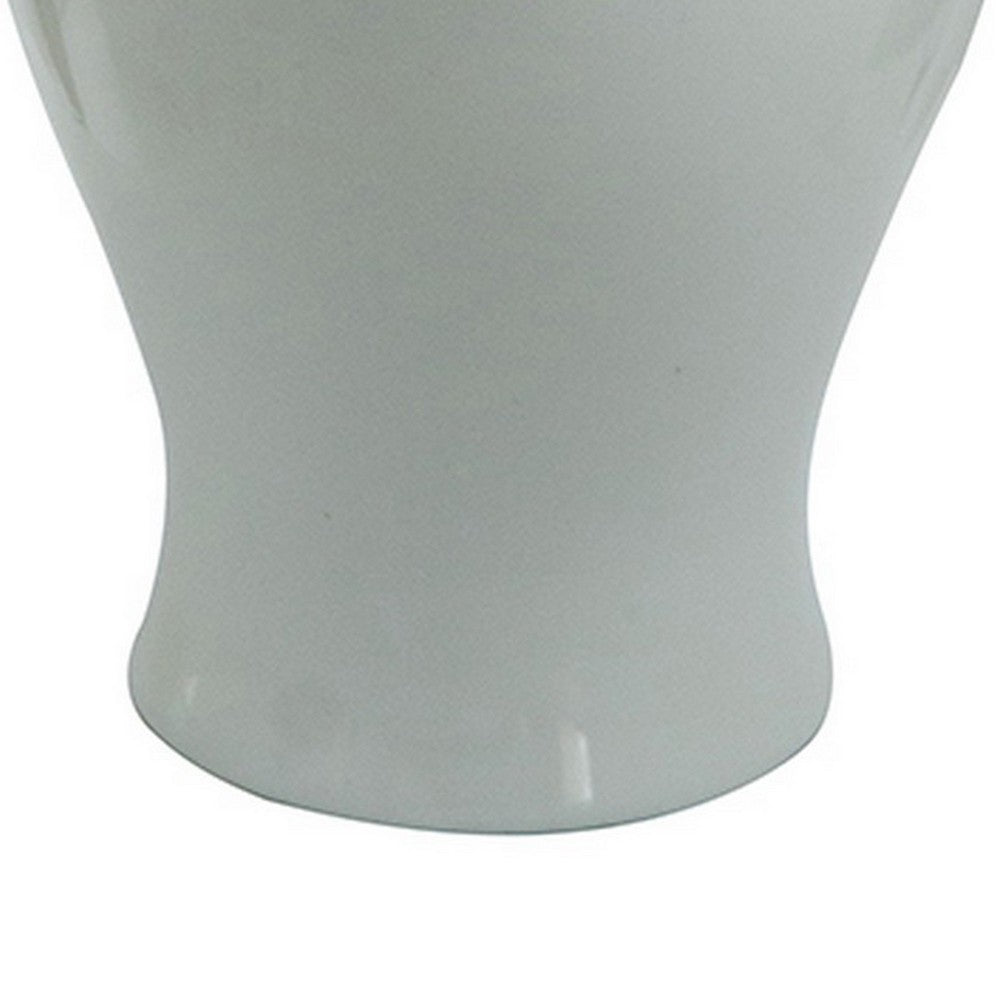 Deva 20 Inch Medium Porcelain Ginger Jar, Classic White Glossy Finish - BM285354