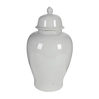 Deva 23 Inch Large Porcelain Ginger Jar, Classic White Glossy Finish - BM285355