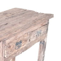 32 Inch Rustic Kitchen Island Table, 2 Drawers, Distressed White Wood - BM285389