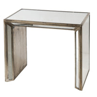 27, 21 Inch Nesting Side Table Set of 2, Mirrored Wood Frame, Silver - BM285394