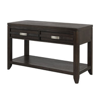 Joni 48 Inch Side Console Table, Acacia Wood, 2 Drawer, 1 Shelf, Espresso - BM285421