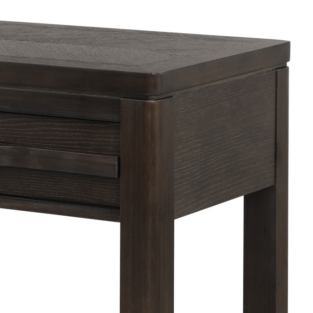 Joni 48 Inch Side Console Table, Acacia Wood, 2 Drawer, 1 Shelf, Espresso - BM285421