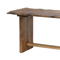 87 Inch Rustic Console Table, Live Edge Wood, Distressed Brown - BM285432