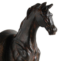 11 Inch Modern Bookend, Trotting Horse FIgurines, Artisanal Black Finish - BM285513