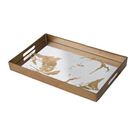 18 Inch Decorative Tray, Modern Mirrored Base, Bronze Metal Frame - BM285514