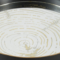 18 Inch Decorative Tray, Round Black Wood Frame, Mirrored Bottom - BM285518