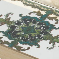 Miki 18 Inch Decorative Tray, Artistic Mirrored Damask Pattern, Gold Finish - BM285528