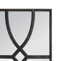 Tio 24 Inch Fir Wood Wall Mirror Set of 2, Geometric Overlaid Design, Black - BM285574