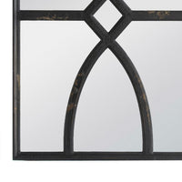 Tio 24 Inch Fir Wood Wall Mirror Set of 2, Geometric Overlaid Design, Black - BM285574