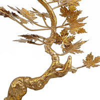 17 Inch Maple Tree Accent Decor with Leaves, Metal on a Marble Base, Gold - BM285580