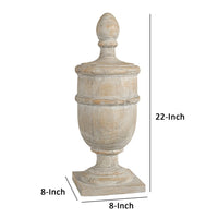 22 Inch Classical Accent Decor Statuette, Turned Finial Design, Off White - BM285582