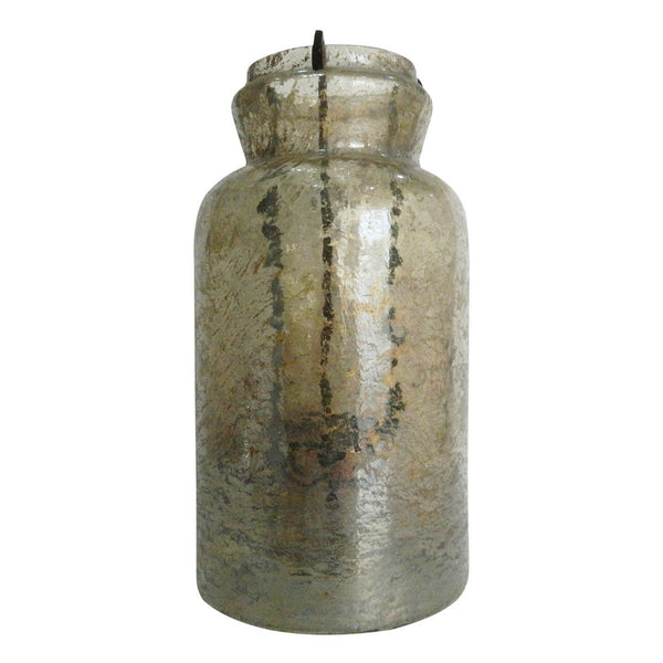 15 Inch Classic Candle Holder, Rustic Glass Jar, Farmhouse Design, Brown - BM285584
