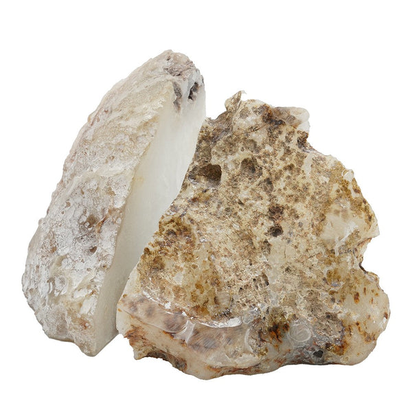 4 Inch Quartz Geode Bookend, Naturally Textured Shape, Brown and White - BM285585