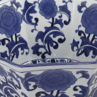 11 Inch Decorative Bowl with Floral Pattern on Blue and White Porcelain - BM285587