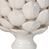 10 Inch Artichoke Accent Decor, Standing Turned Pedestal, White Ceramic - BM285599
