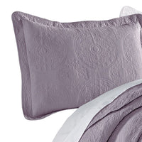 Ada 2 Piece Microfiber Twin Size Quilt Set, Mandala Embroidery, Purple - BM285612