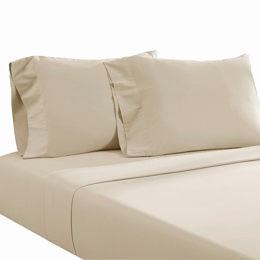 Ivy 4 Piece Full Size Cotton Ultra Soft Bed Sheet Set, Prewashed, Cream - BM285632