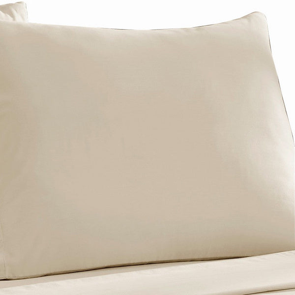 Ivy 4 Piece Full Size Cotton Ultra Soft Bed Sheet Set, Prewashed, Cream - BM285632