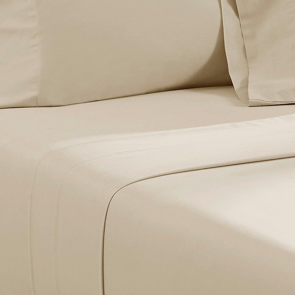 Ivy 4 Piece Full Size Cotton Ultra Soft Bed Sheet Set, Prewashed, Cream - BM285632