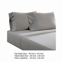 Ivy 4 Piece Queen Size Cotton Ultra Soft Sheet Set, Prewashed, Dark Gray - BM285635