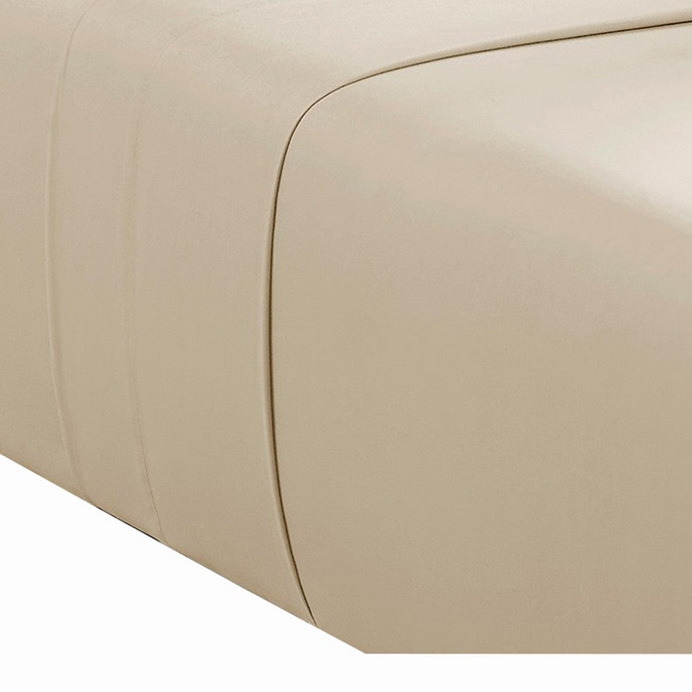 Ivy 4 Piece Queen Size Cotton Ultra Soft Bed Sheet Set, Prewashed, Cream - BM285637