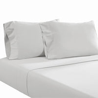 Ivy 4 Piece Queen Size Cotton Ultra Soft Bed Sheet Set, Prewashed, White - BM285638