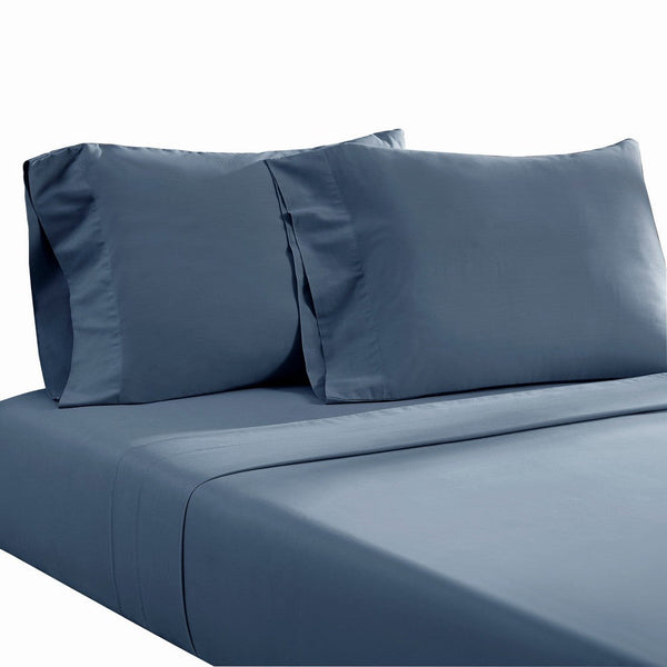 Ivy 4 Piece King Size Cotton Ultra Soft Bed Sheet Set, Prewashed, Dark Blue - BM285647